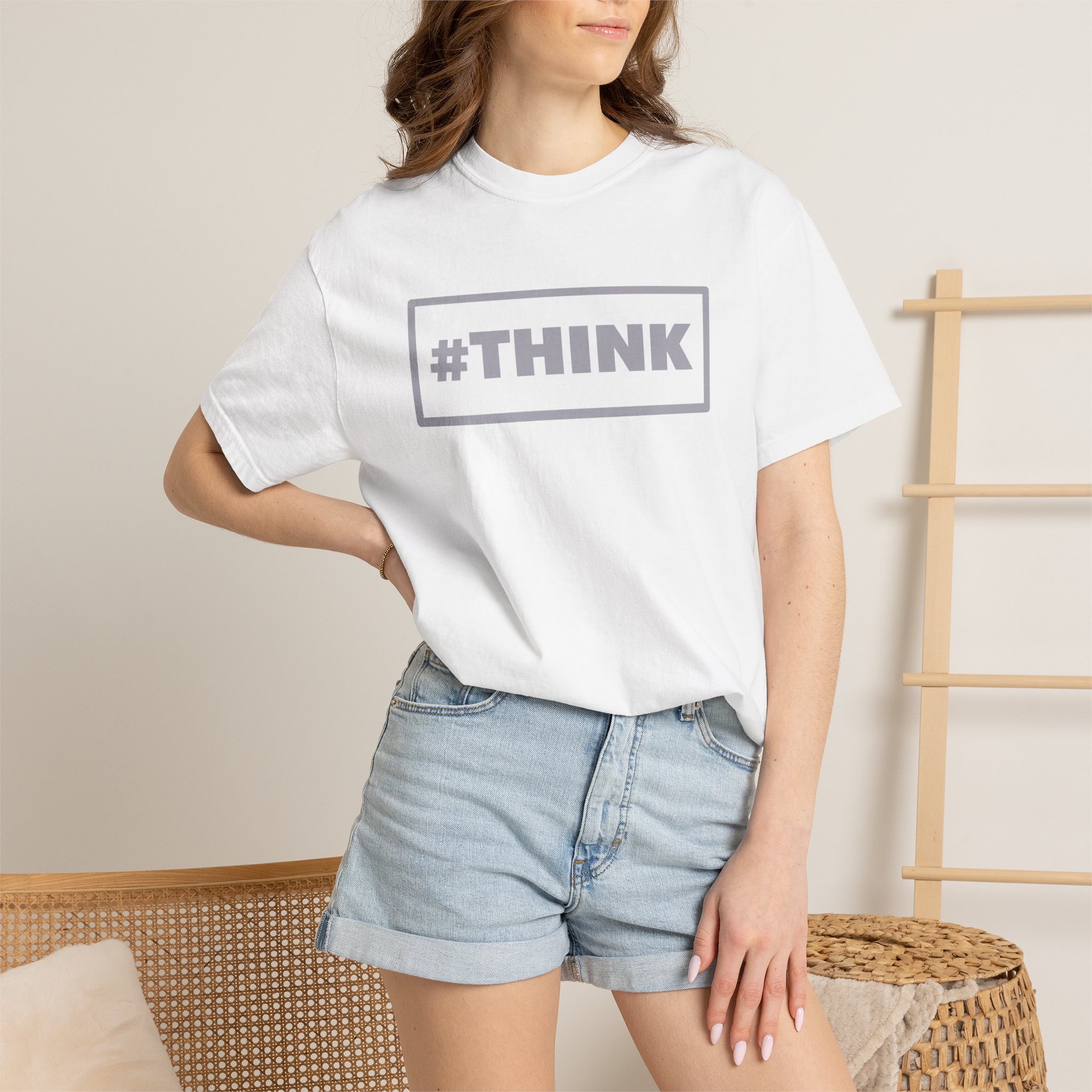 #THINK Graphic Tee — Minimalist Inspirational White T-Shirt - Image 4